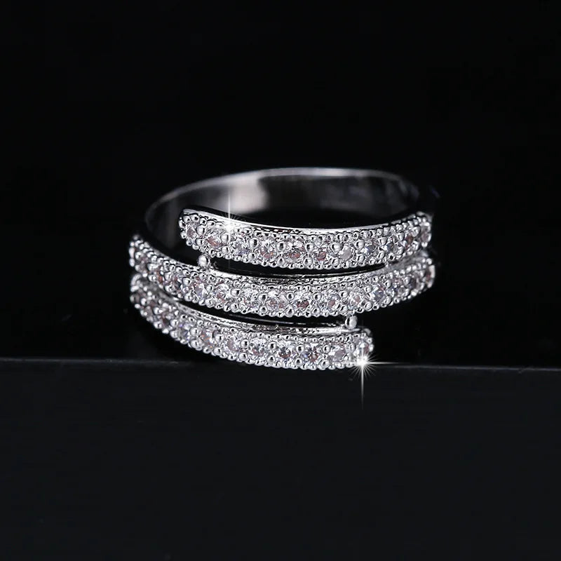 White Cubic Zirconia Silver-lated Ring