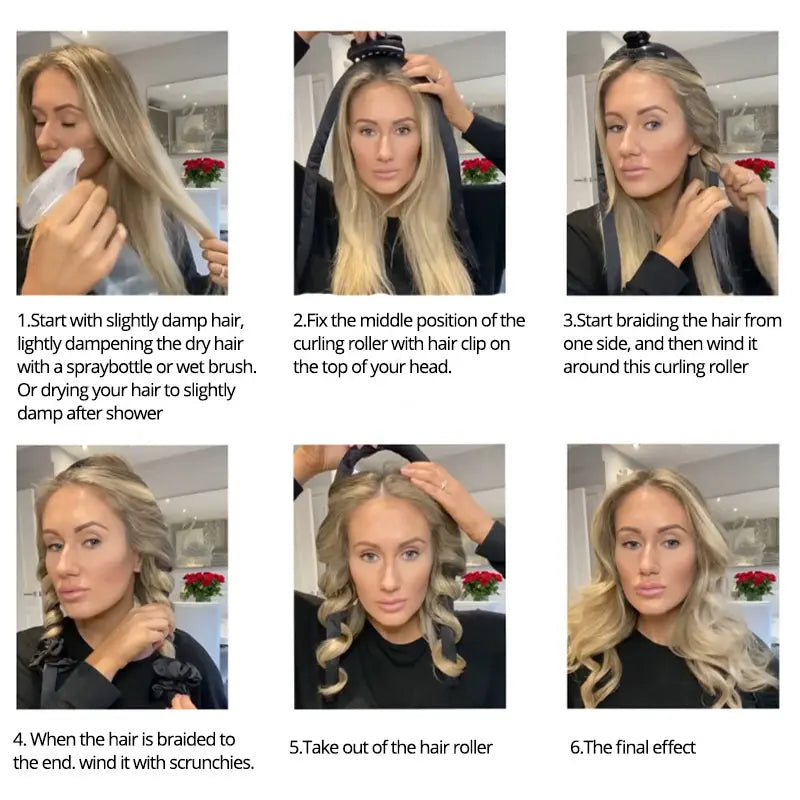 Jumbo Hair Roller Curling Rod With Hair Clips & Scrunchies 4Pcs/Set