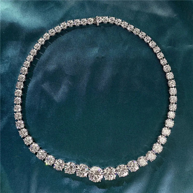 Trendy Diamond Necklace 100% Real 925 Sterling Silver Moissanite Diamond