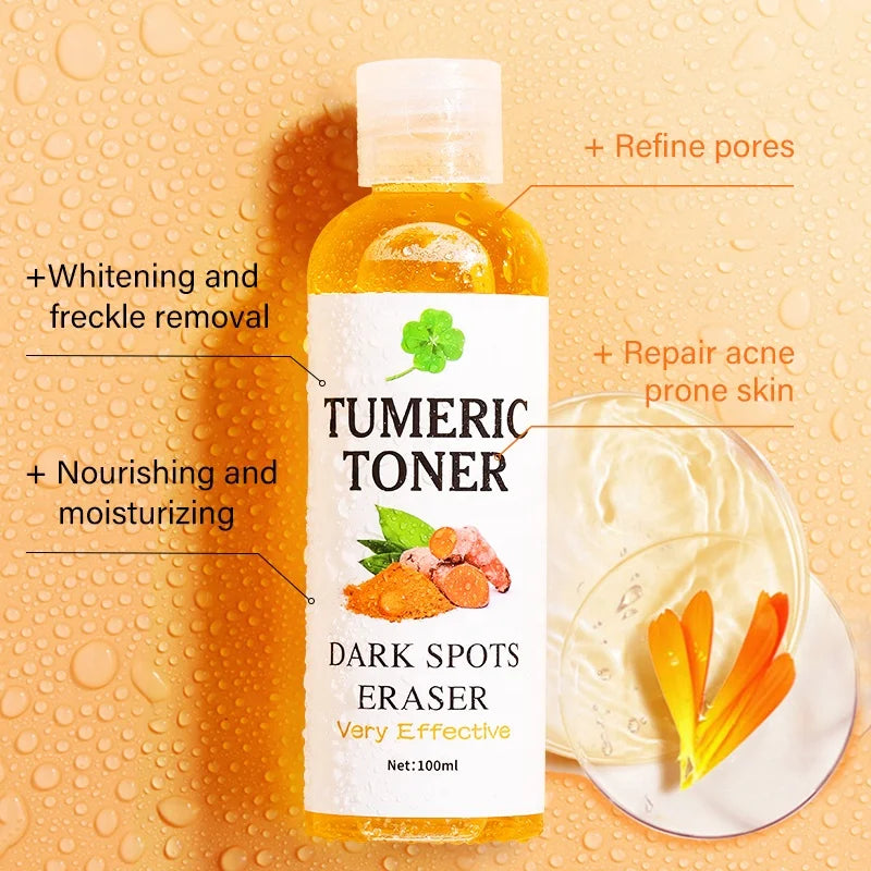 100ml Tumeric Dark Spots Toner Spots Eraser Corrector Turmeric Fades Blemishes Dark Spots Acne Remover Toner