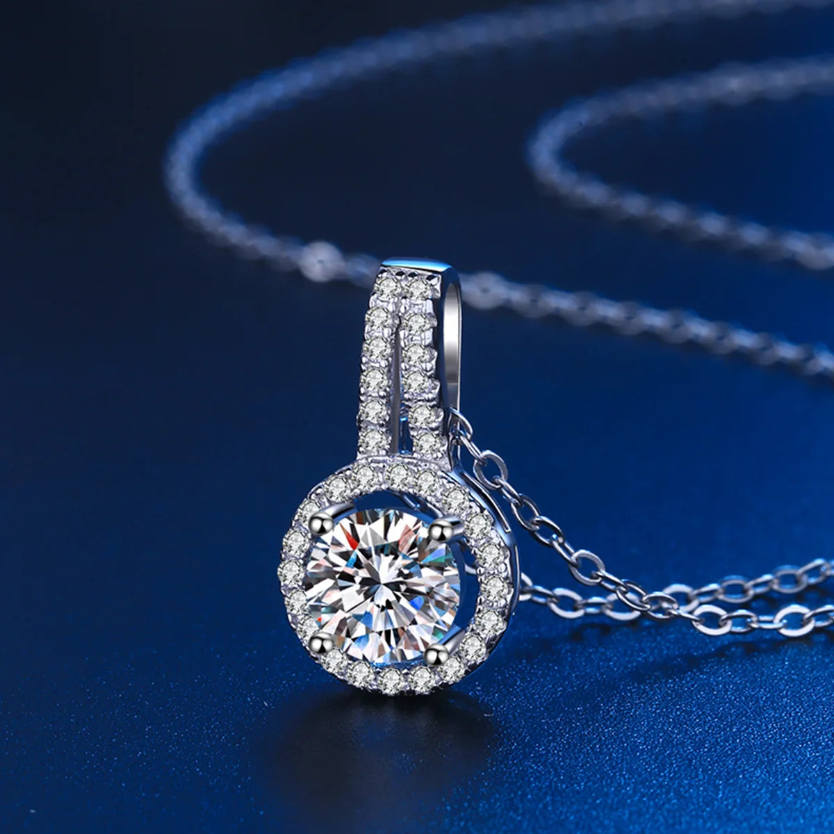 Silver 2CT Pendant White Gold Plated Necklace