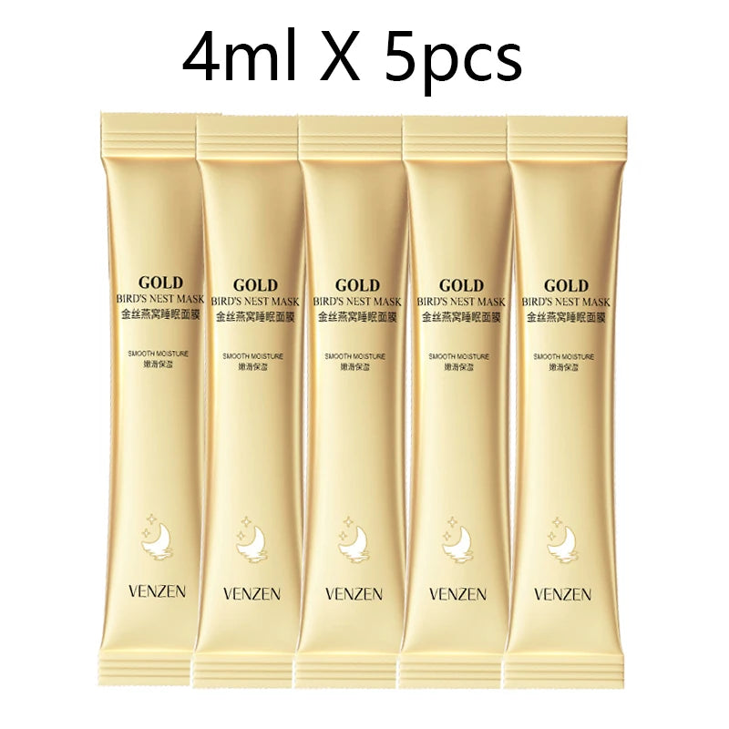 5pcs Golden Silk Sleeping Moisturizing & Hydrating Brightening Complexion Mask