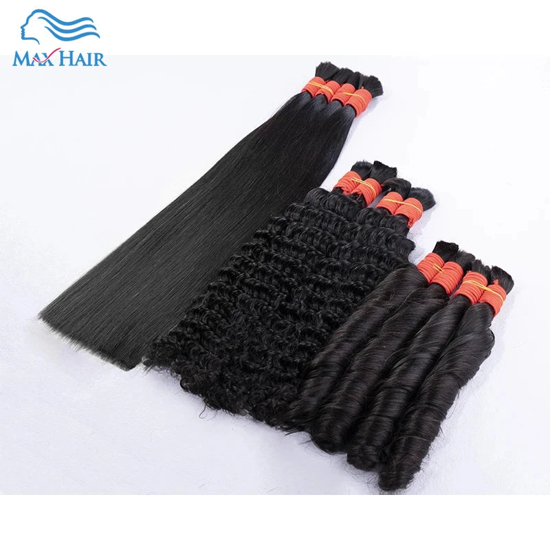 Maxhair Human Hair Bulk No Weft Hair Extensions Virgin Bundles For Braiding