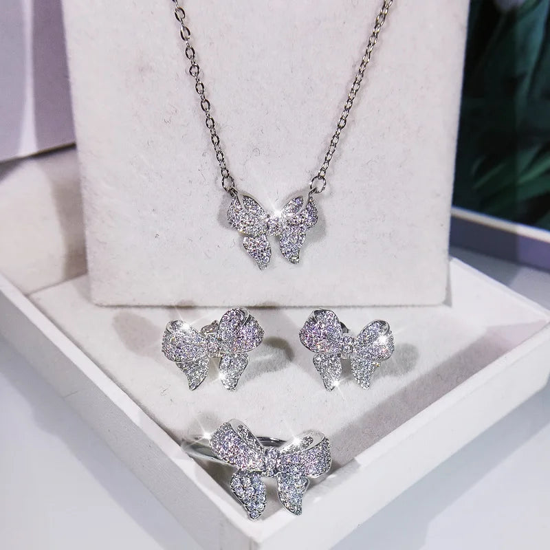 3 Piece Silver Butterfly Jewelry Set