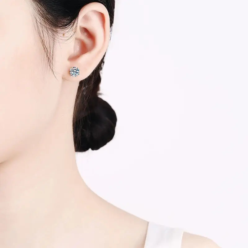 Real 0.4-4 Carat Moissanite Stud Earrings for Women Men Solid 925 Sterling Silver Solitaire Round Diamond Earrings Fine Jewelry