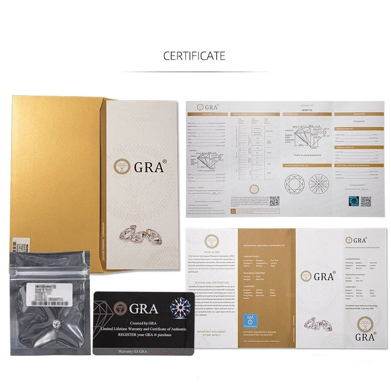 Classic 5 Carat Round Moissanite Ring Sterling Silver Plated 14K Gold High Clarity Diamond Ring