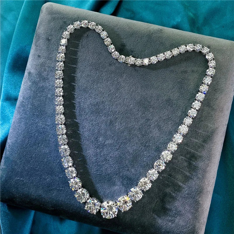 Trendy Diamond Necklace 100% Real 925 Sterling Silver Moissanite Diamond