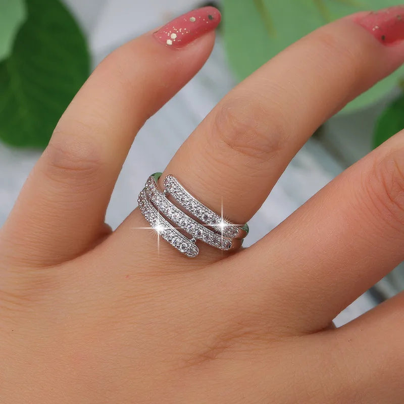 White Cubic Zirconia Silver-lated Ring
