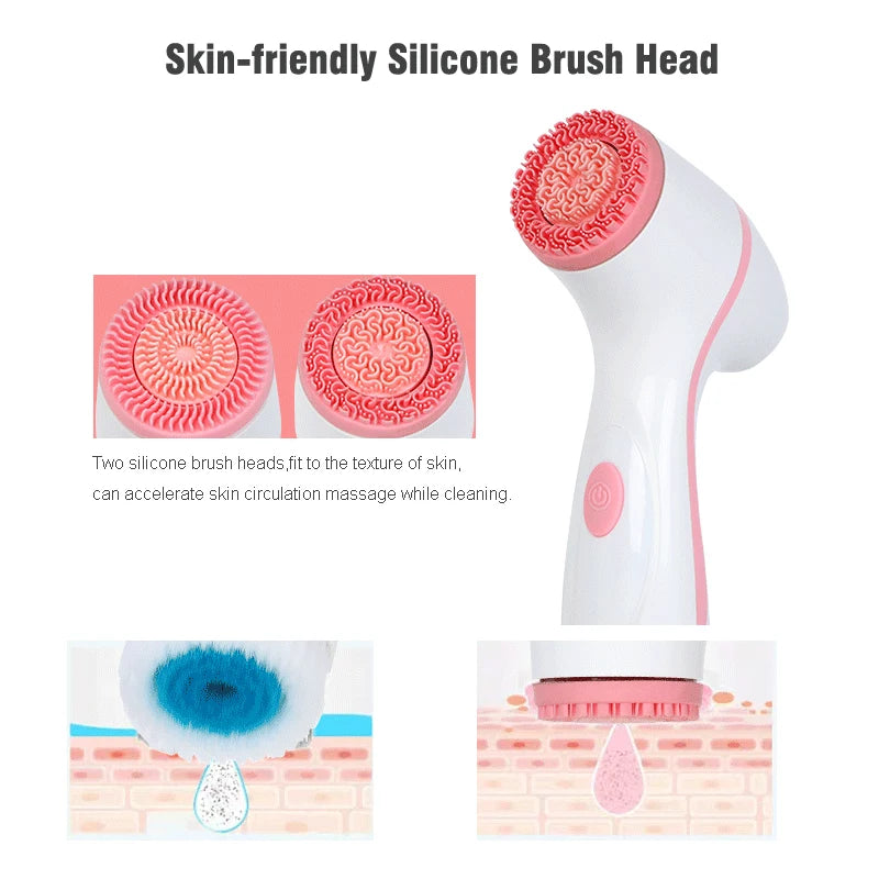 Electric Facial Cleansing Brush Sonic Silicone Ultrasonic Cleaning Face Brush