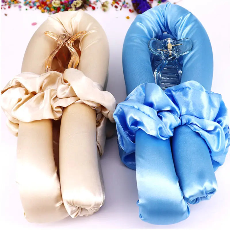 Jumbo Hair Roller Curling Rod With Hair Clips & Scrunchies 4Pcs/Set