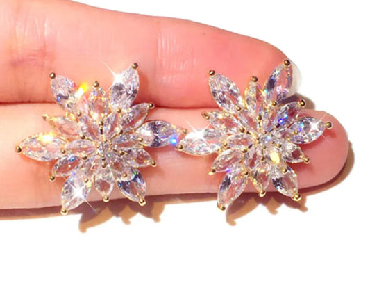 Super Sparkle Zircon Flower Bouquet Luxury Earrings