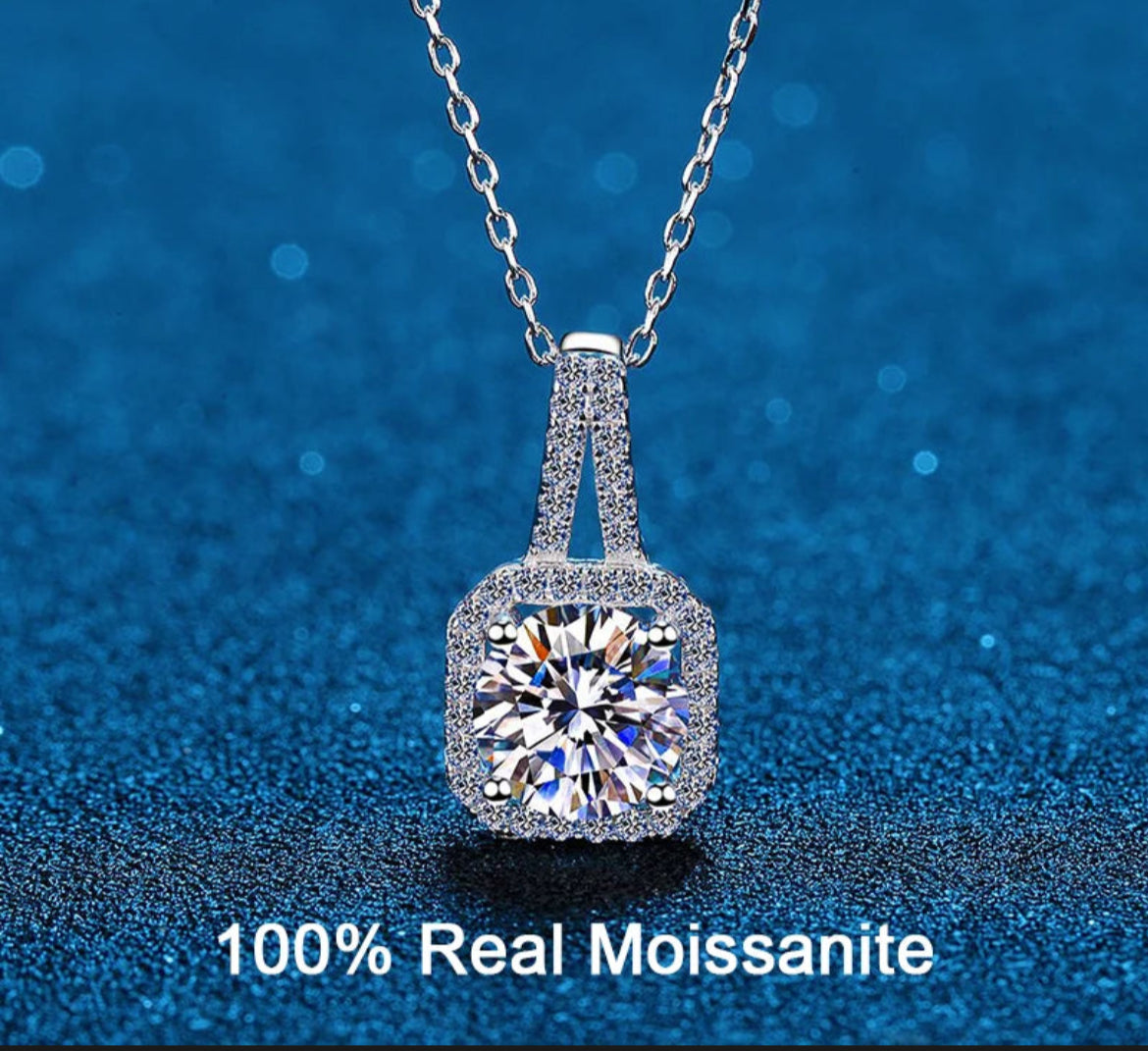 Moissanite Pendant Sterling Silver Diamond Necklace