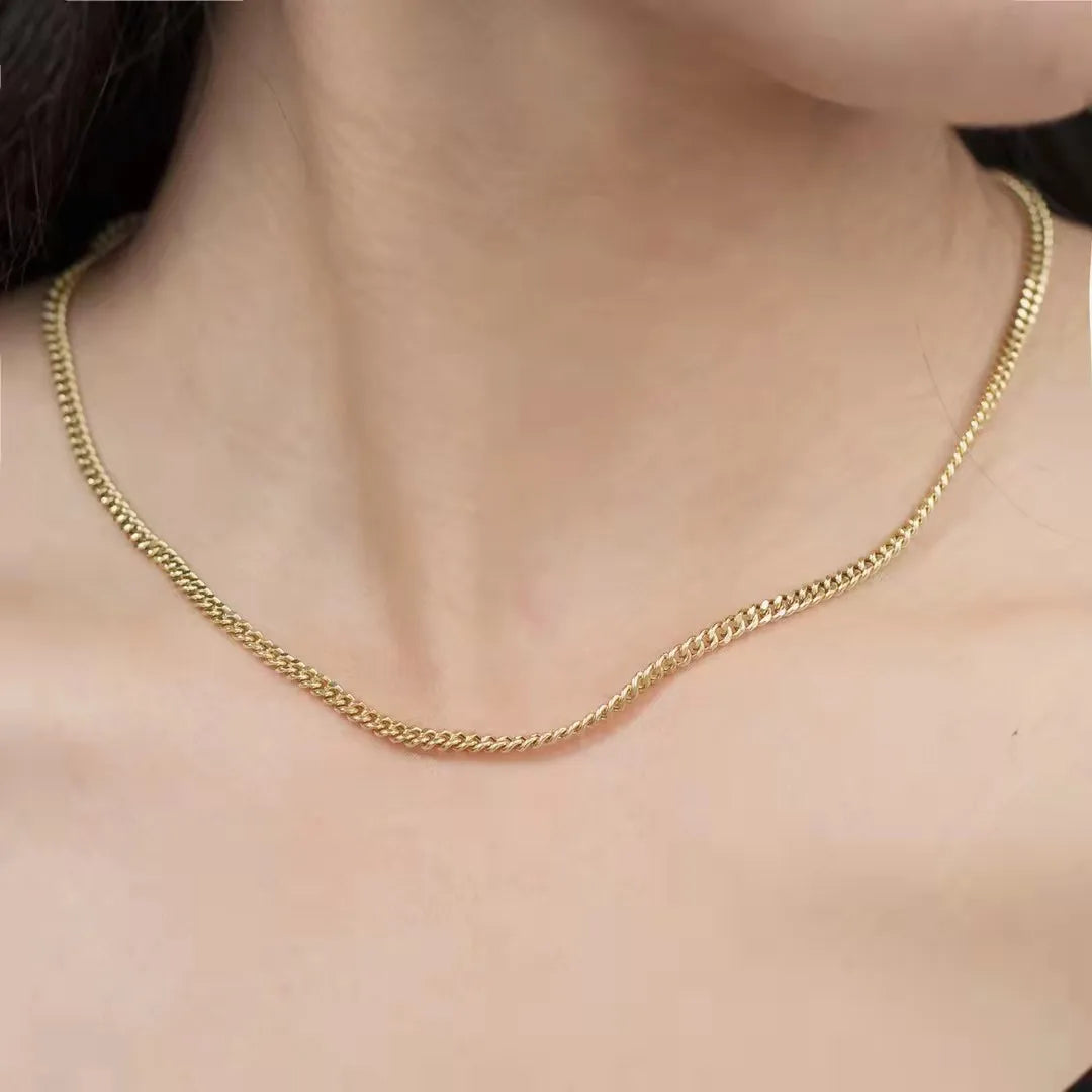 Cuban Chain Necklace & Bracelet 18K Import Solid Yellow Real Gold