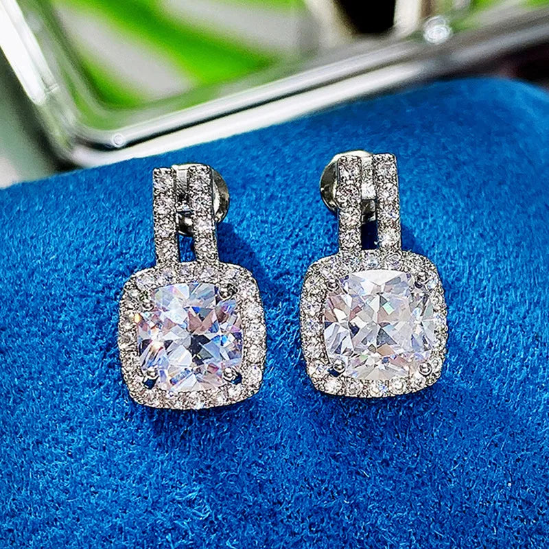NEW Drop Shape AAA+Zirconia Crystal Earring Square Hollow Earrings
