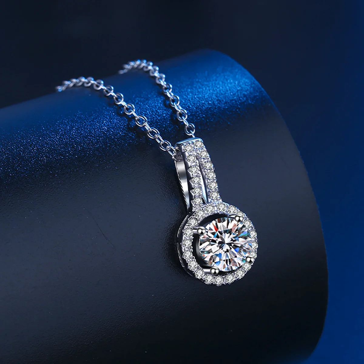 Silver 2CT Pendant White Gold Plated Necklace