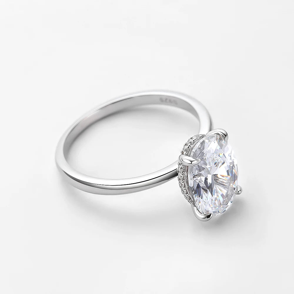 OEVAS 100% 925 Sterling Silver 8*12mm Oval High Carbon Diamond Rings For Women Sparkling Wedding Party Fine Jewelry Wholesale