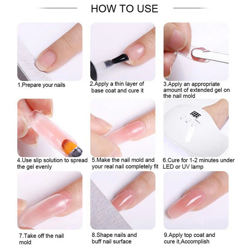 Nail Gel Set 6W LED Lamp Full Manicure Set Quick Extension Nail Kit Gel Building Polygels Set For Nails Tool Kit