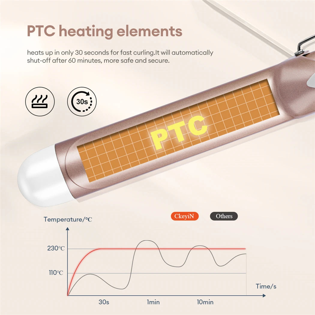 Professional Electric Curling Iron Curling Wand Ceramic Styling Hair Tool