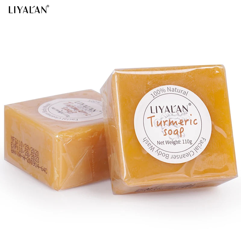 LIYALAN Turmeric Face Soap Acne Treatment  Dark Spot Correcting Moisturizing Handmade Bath Soap