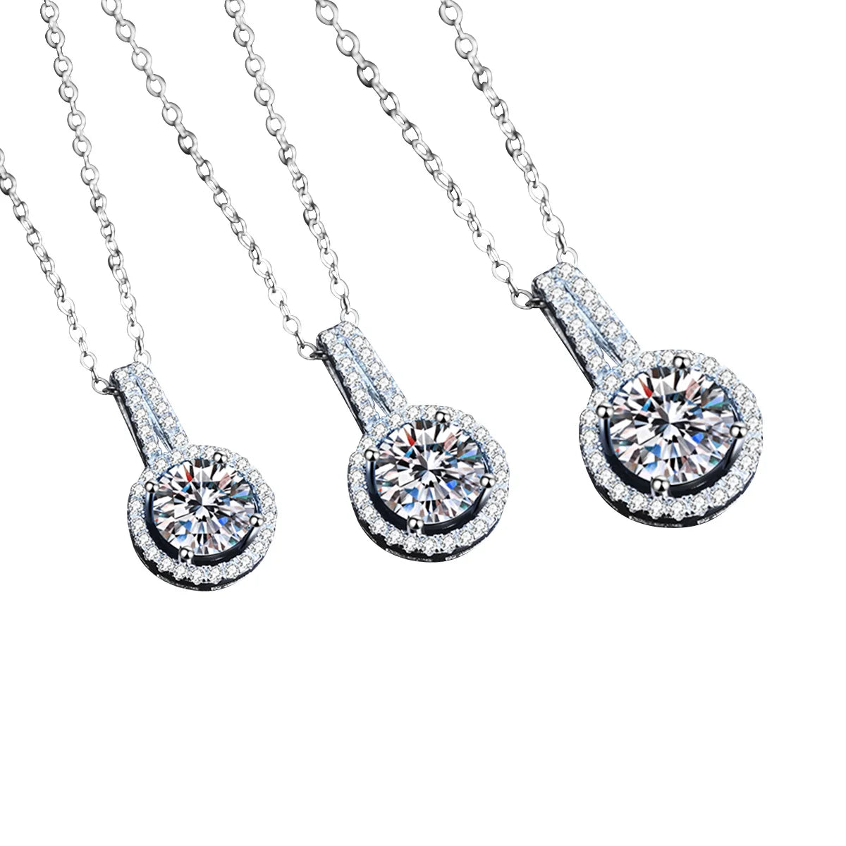 Silver 2CT Pendant White Gold Plated Necklace