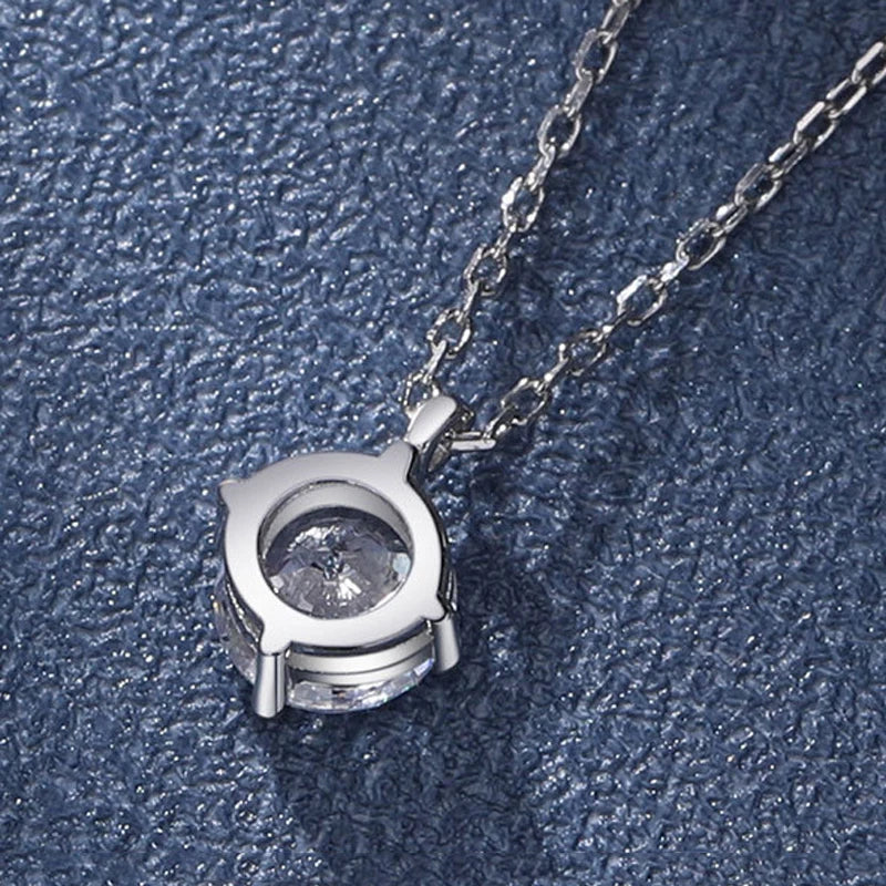 Real Moissanite Pendant 100% 925 Sterling Silver Classic Round Diamond Necklace Fine Jewelry