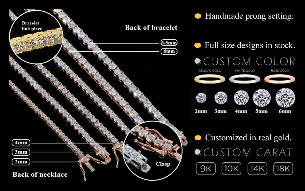 Sterling Silver Moissanite Diamond Tennis Necklace