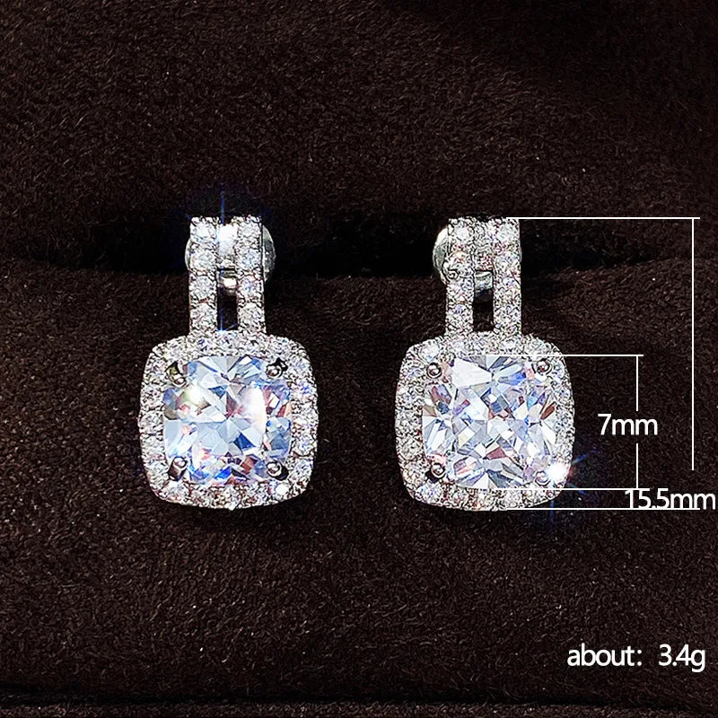 NEW Drop Shape AAA+Zirconia Crystal Earring Square Hollow Earrings