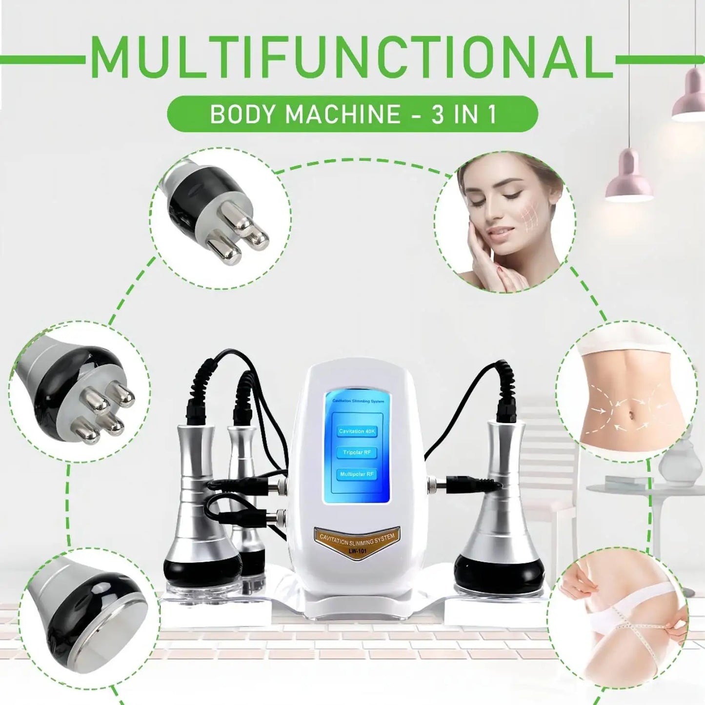 Ultrasonic Body Slimming Multi-Polar Radio Frequency Anti-Wrinkle Rejuvenation Skin Lift Tighten Machine