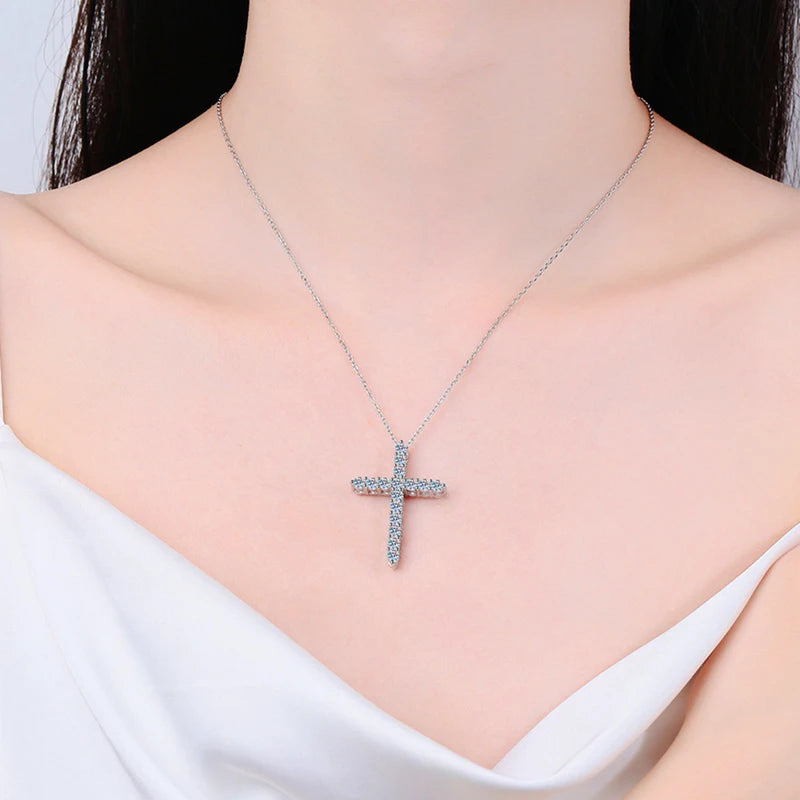 Moissanite Diamond Cross Necklace Pendant