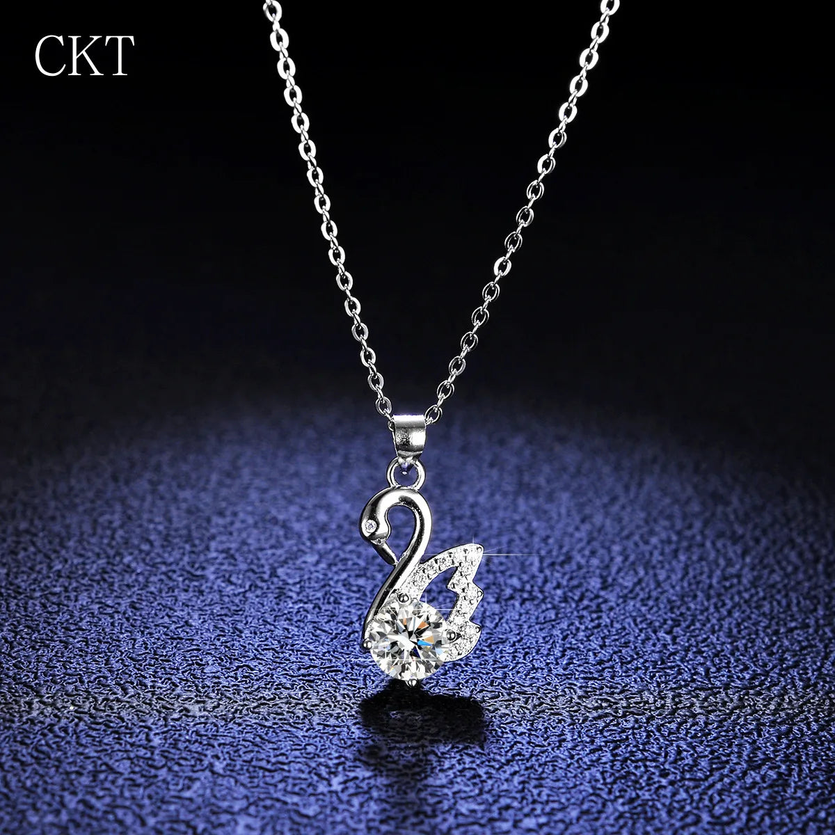 1 Ct Moissanite Diamond Swan Pendant Platinum Necklace