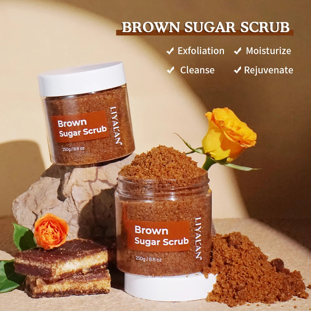 LIYALAN Brown Sugar Exfoliating Deep Cleaning Organic Body Scrub