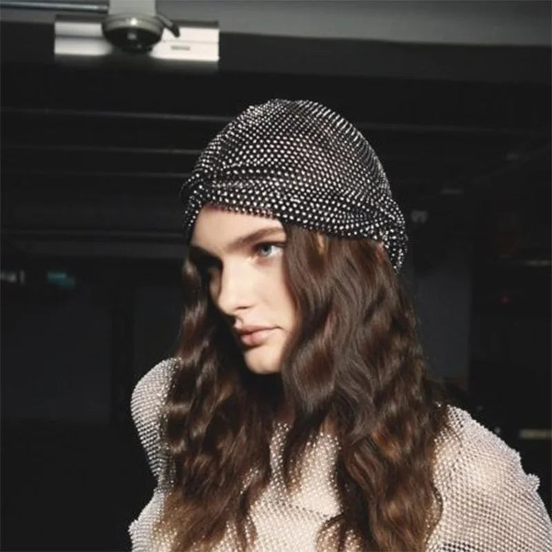 rhinestone stretch mesh hood bandana holiday carnival sparkling diamond mask Halloween Hot selling accessories women's pullover