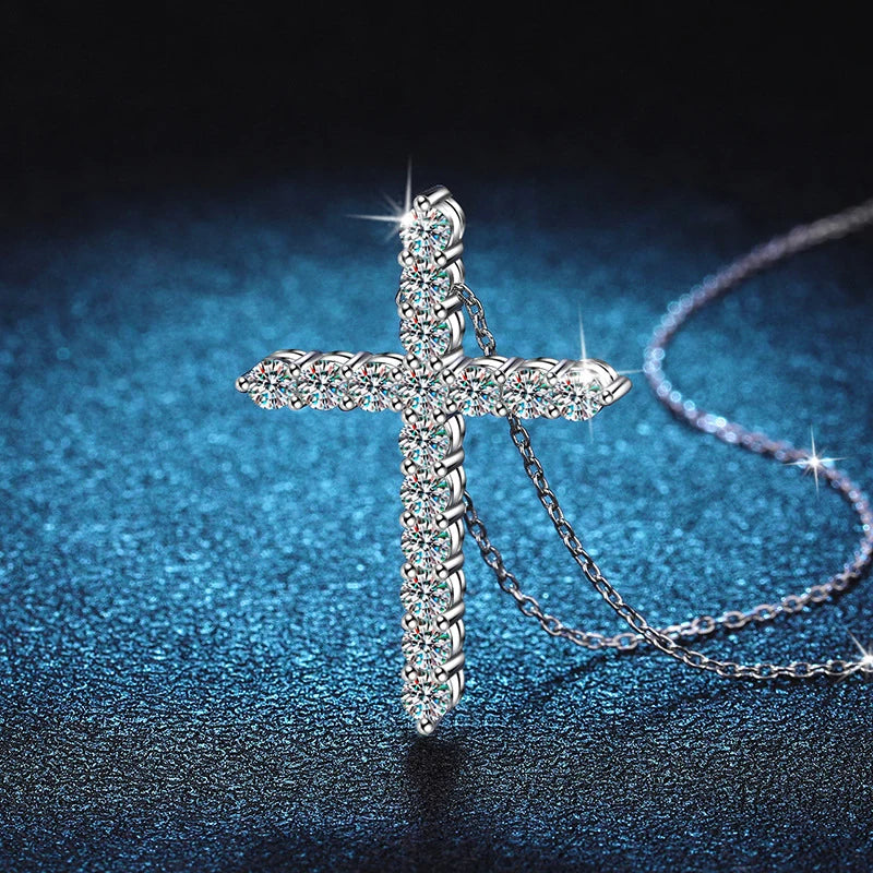 Moissanite Diamond Cross Necklace Pendant
