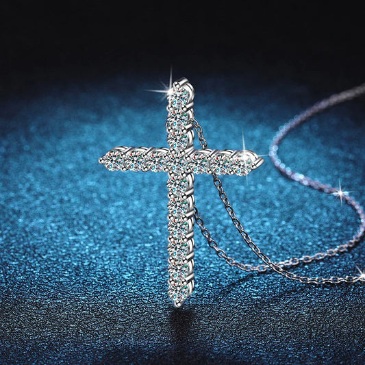 Moissanite Diamond Cross Necklace Pendant