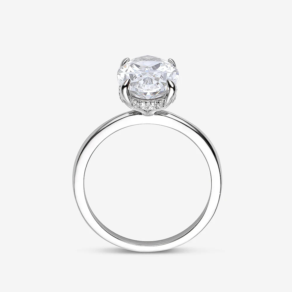 OEVAS 100% 925 Sterling Silver 8*12mm Oval High Carbon Diamond Rings For Women Sparkling Wedding Party Fine Jewelry Wholesale