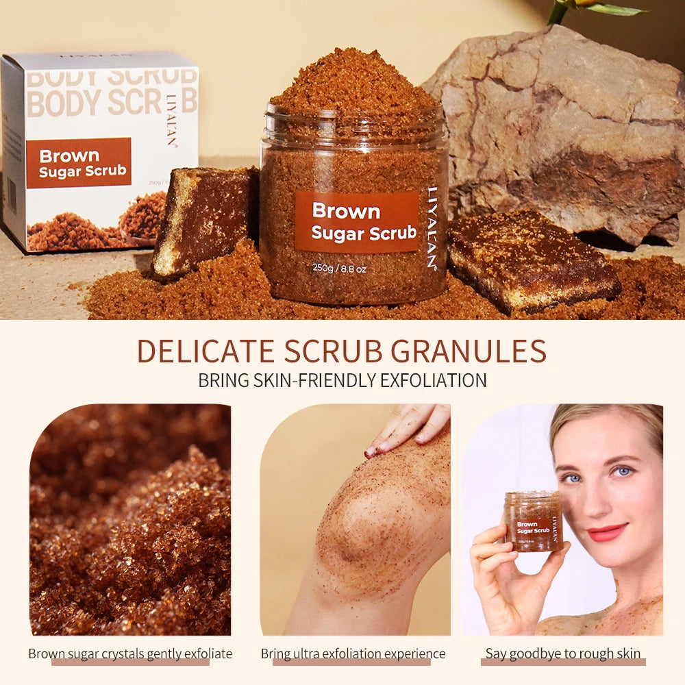 LIYALAN Brown Sugar Exfoliating Deep Cleaning Organic Body Scrub