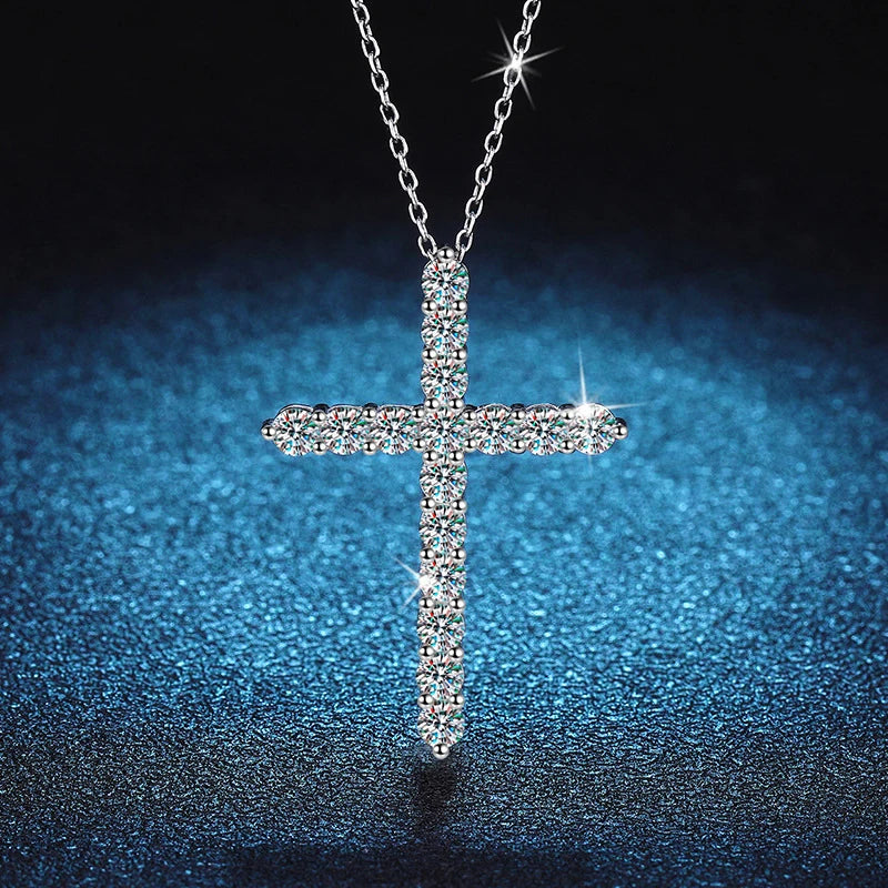Moissanite Diamond Cross Necklace Pendant