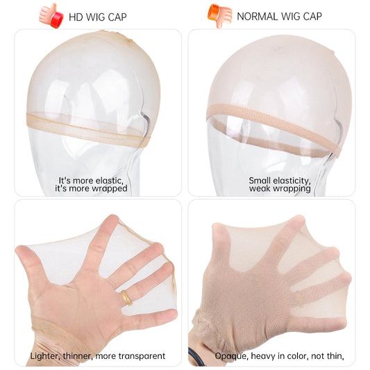 New  2/pcs HD Invisible Wig Stocking Cap