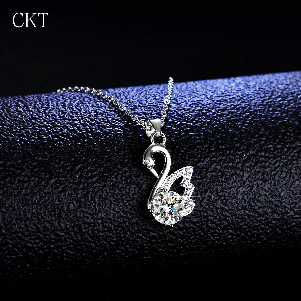 1 Ct Moissanite Diamond Swan Pendant Platinum Necklace