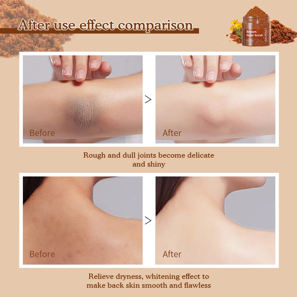 LIYALAN Brown Sugar Exfoliating Deep Cleaning Organic Body Scrub