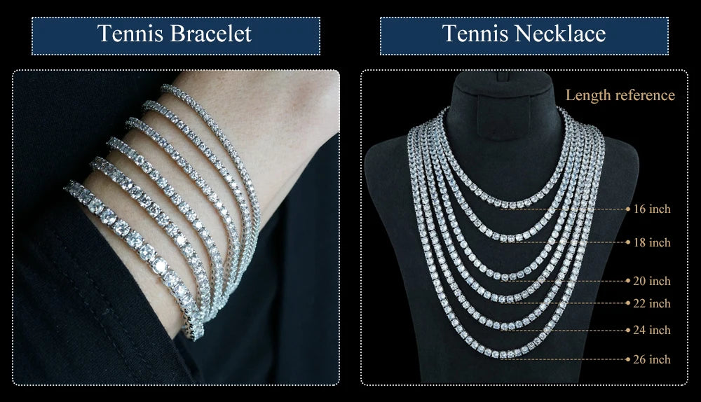 Sterling Silver Moissanite Diamond Tennis Necklace