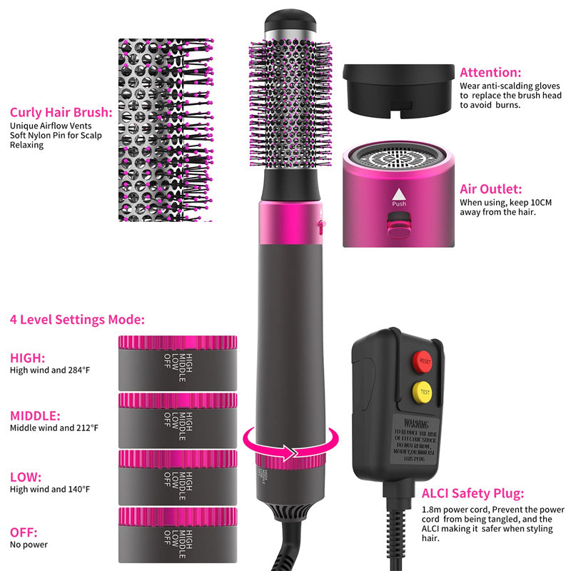 5-IN-1 Hair Dryer Brush Dryer And Straightening Brush Electric Hair Styling Tool Automatic Hair Curler