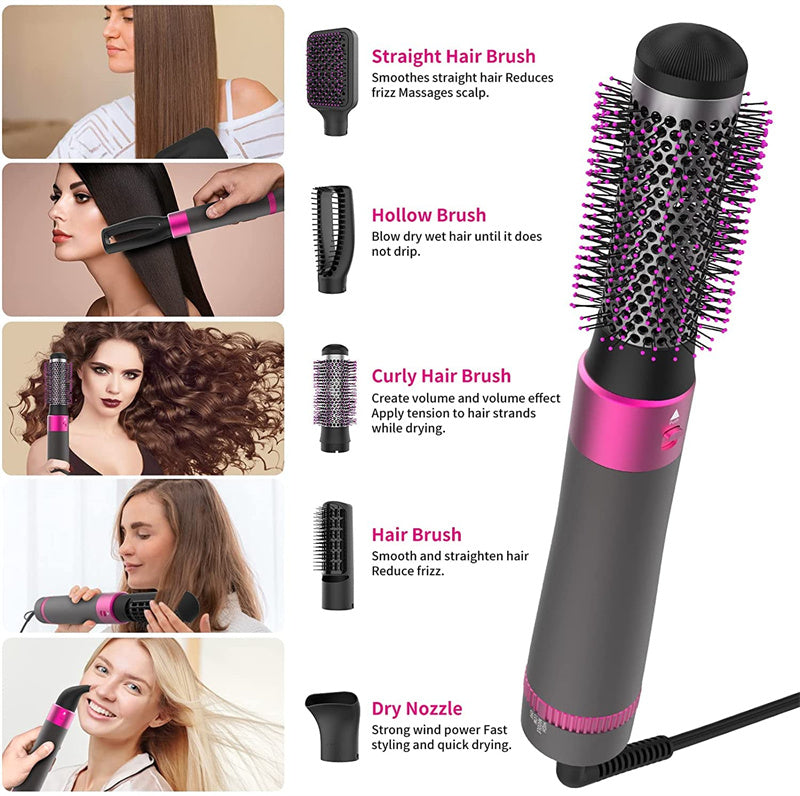 5-IN-1 Hair Dryer Brush Dryer And Straightening Brush Electric Hair Styling Tool Automatic Hair Curler