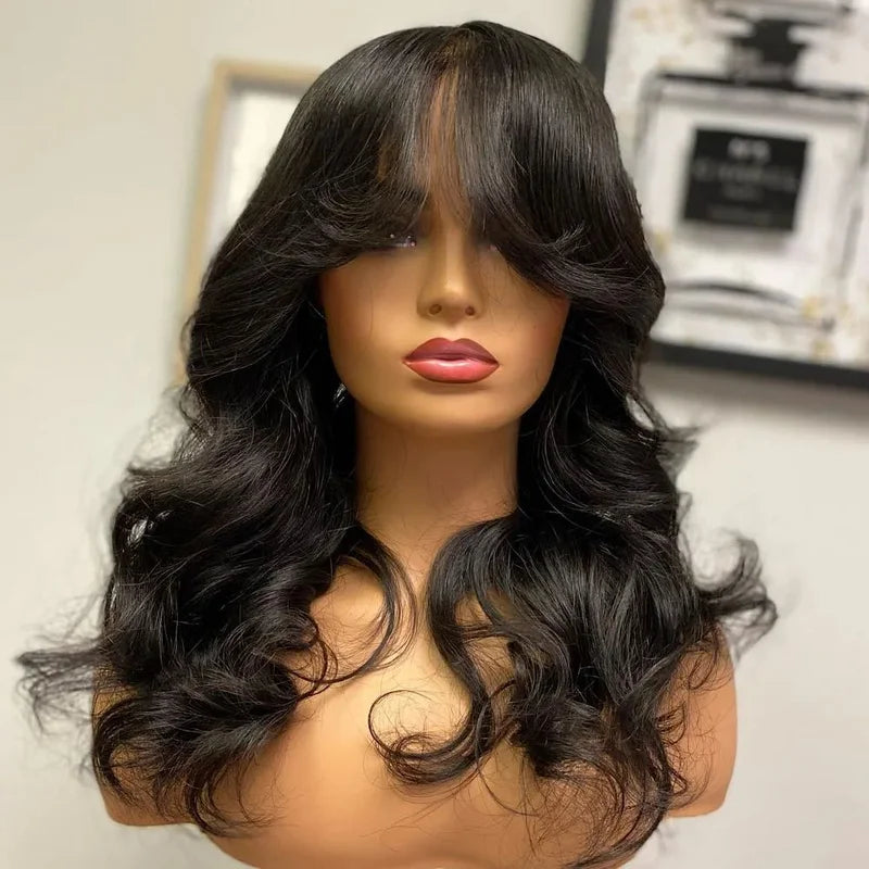 Brazilian Body Wave Human Hair Wig With Bangs