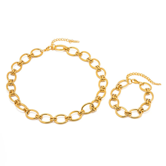 18K Gold Plated Necklace & Bracelet Set