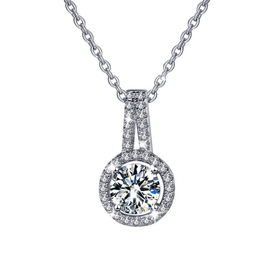 Silver 2CT Pendant White Gold Plated Necklace